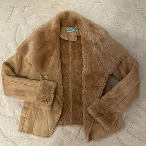 Faux suede and fur moto jacket